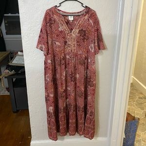 Knox Rose Warm Pink Floral Maxi Dress Size 2X